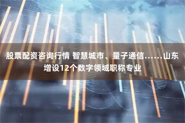 股票配资咨询行情 智慧城市、量子通信……山东增设12个数字领域职称专业