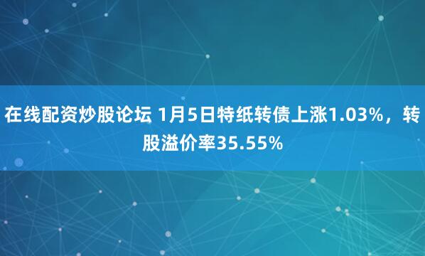 在线配资炒股论坛 1月5日特纸转债上涨1.03%，转股溢价率35.55%